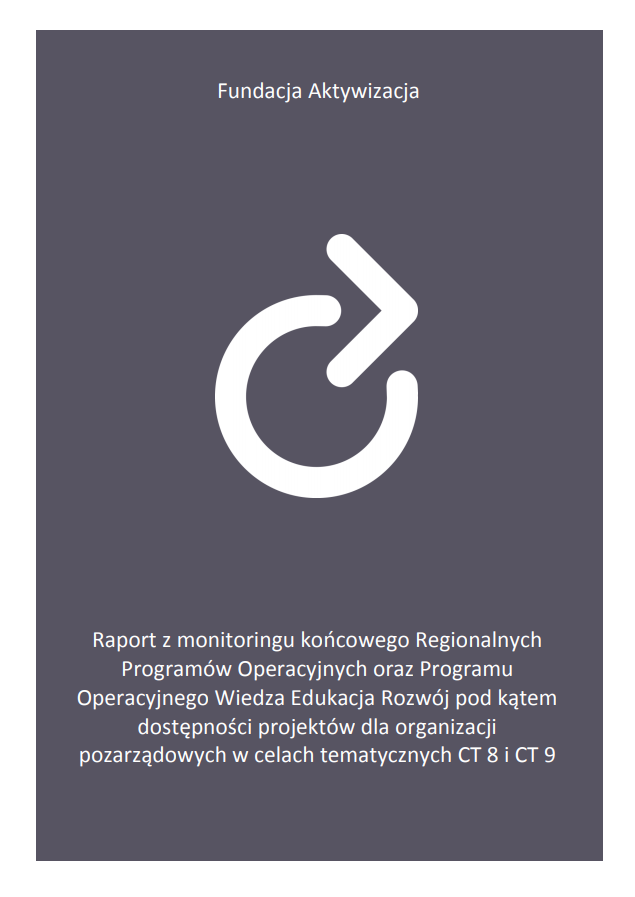Raport z monitoringu końcowego Regionalnych Programów Operacyjnych oraz Programu Operacyjnego Wiedza Edukacja Rozwój pod kątem dostępności projektów dla organizacji pozarządowych w celach tematycznych CT 8 i CT 9