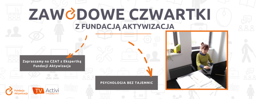 Zaproszenie do udziału w spotkaniu Zawodowe czwartki. Zdjęcie pracowniczki fundacji aktywizacja